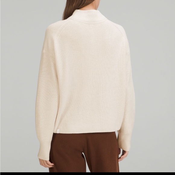 NWT lululemon merino wool blend turtleneck ribbed sweater white opal size 12 - Picture 4 of 10